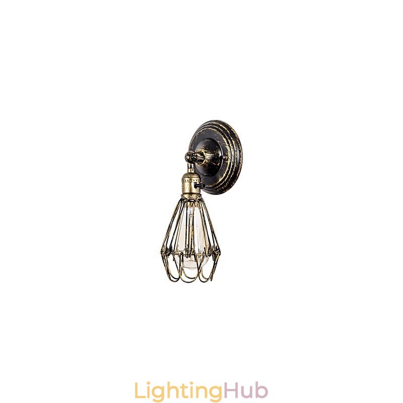 Wall Sconces Vintage Indoor Angle Adjustable Metal Wall Light Retro Wire Cage Wall Lamp