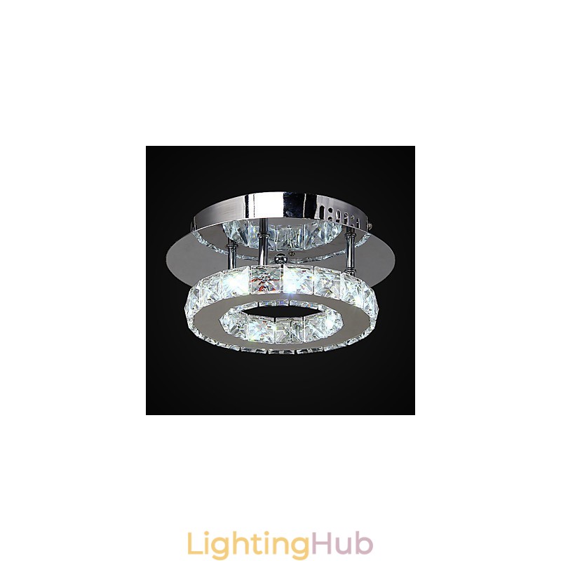 Modern Contemporary Crystal Chrome Metal Flush Mount