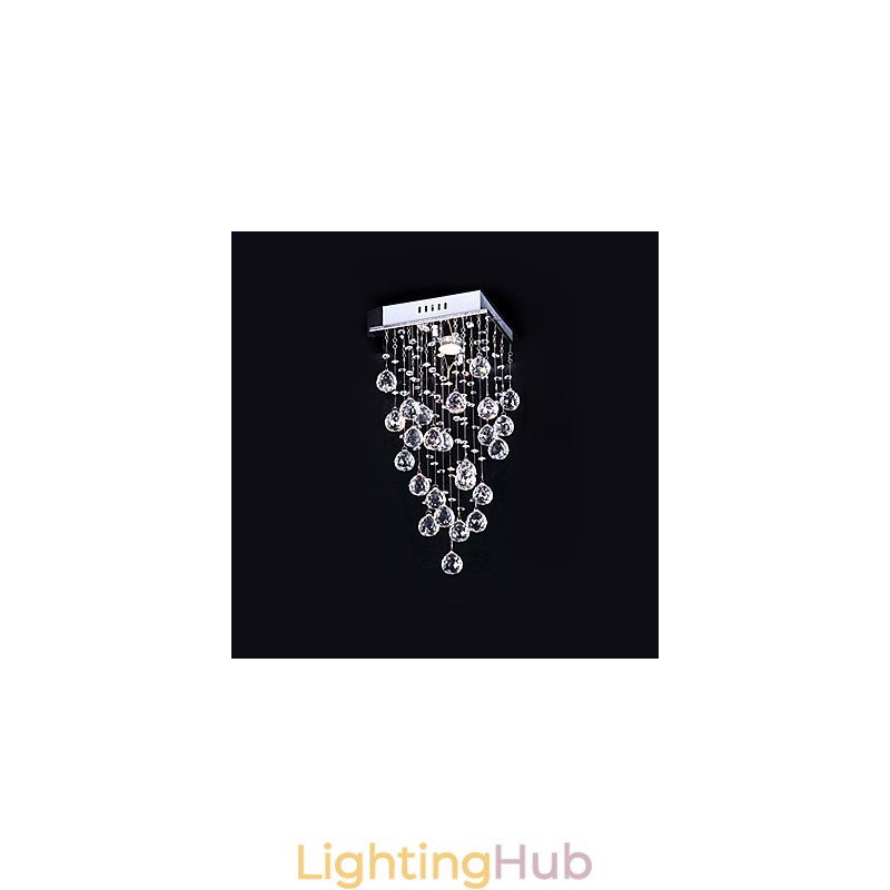 Modern Contemporary Crystal Electroplated Metal Chandelier Flush Mount