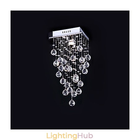Modern Contemporary Crystal Electroplated Metal Chandelier Flush Mount Modern Contemporary Crystal Electroplated Metal Chandelier Flush Mount