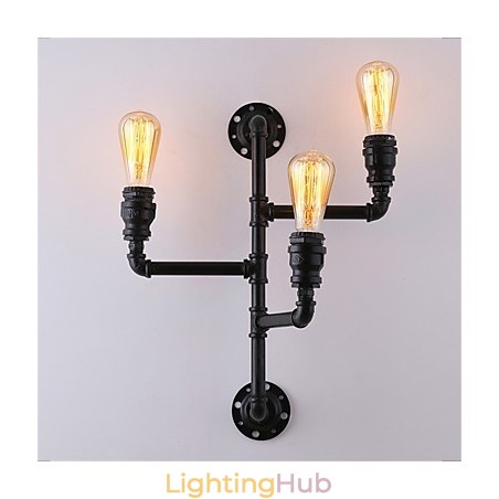 Vintage Industrial Pipe Wall Lights Black Creative Lights Restaurant Cafe Bar Decoration lighting With 3 Light Painted Finish Vintage Industrial Pipe Wall Lights Black Creative Lights Restaurant Cafe Bar Decoration lighting With 3 Light Painted Finish