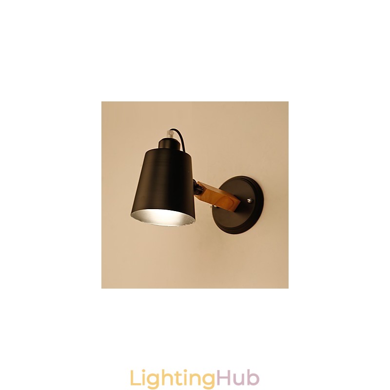 Vintage Wood Art Deco Metal Metal Rustic Wall Sconce Living Room Dining Room Hallway Wall Lamp Black White Optional