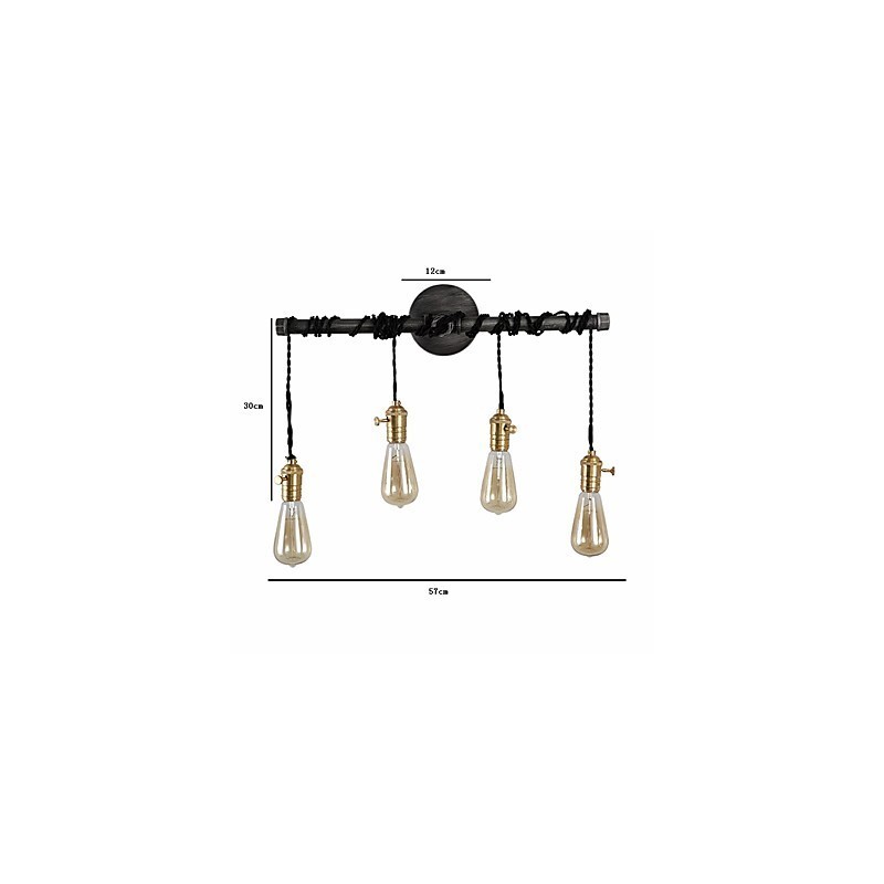Vintage Industrial Pipe Wall Lights With switch Creative Lights Restaurant Cafe Bar Decoration lighting With 4 Light Painted Finish