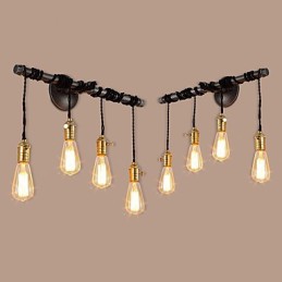 Vintage Industrial Pipe Wall Lights With switch Creative Lights Restaurant Cafe Bar Decoration lighting With 4 Light Painted Finish