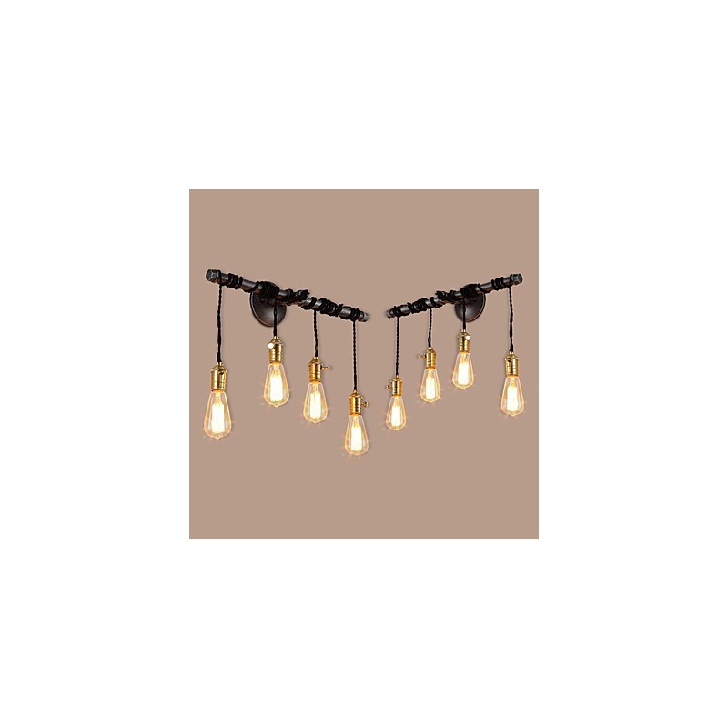 Vintage Industrial Pipe Wall Lights With switch Creative Lights Restaurant Cafe Bar Decoration lighting With 4 Light Painted Finish