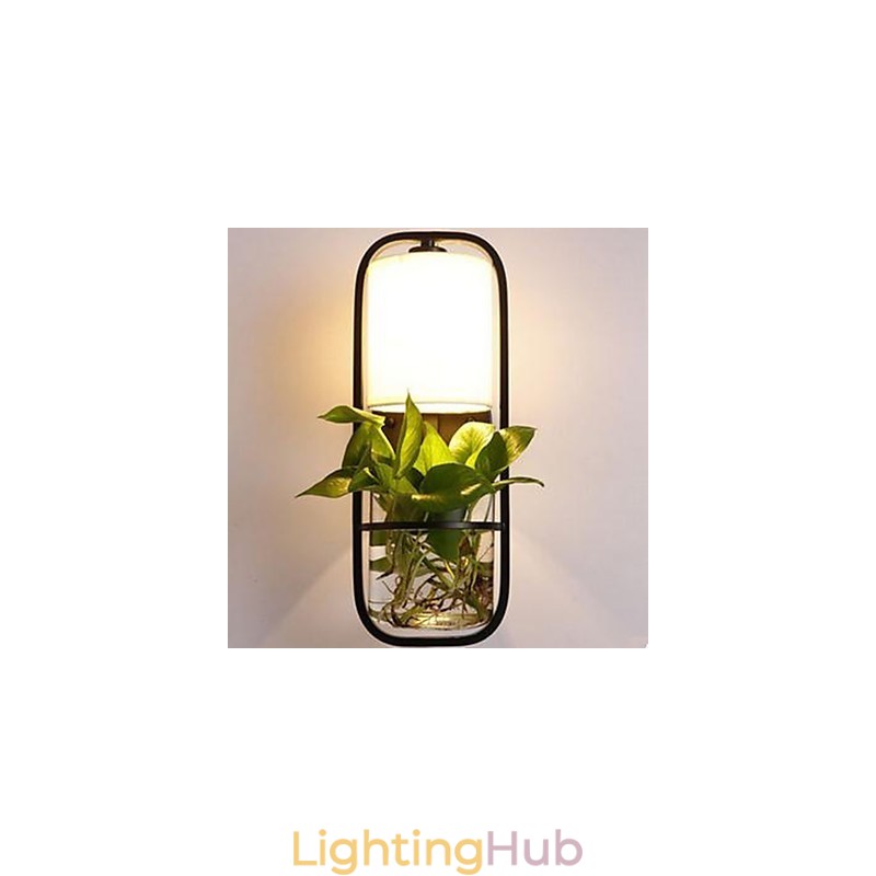Modern Iron Creative Potted Plant Glass Wall Lamp