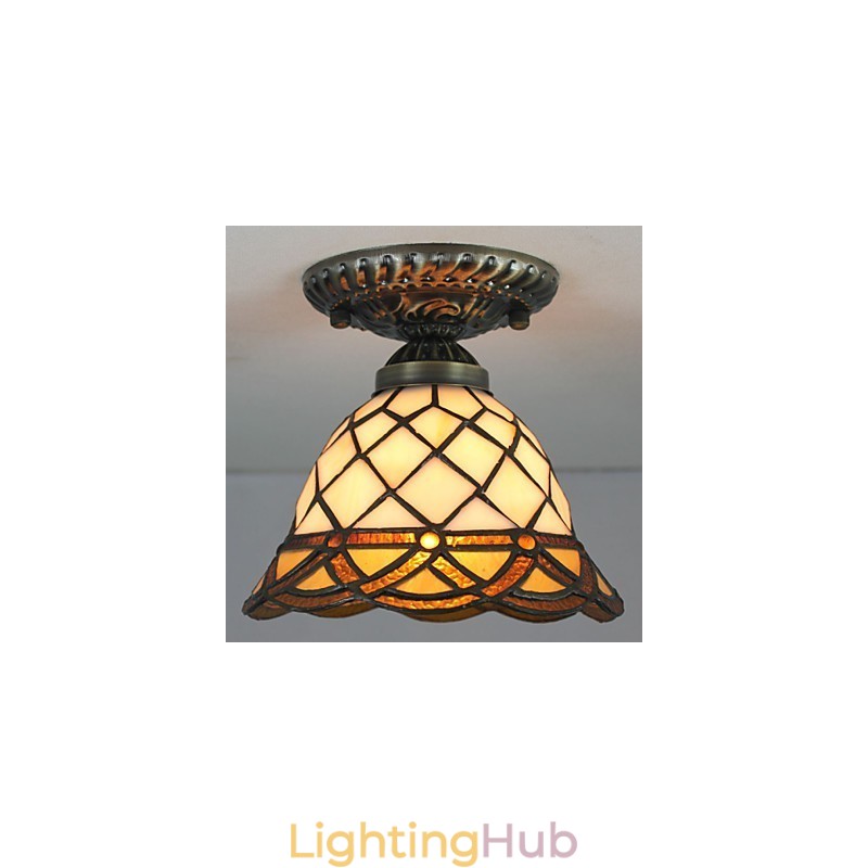 European Rural Creative Arts Stained Glass Absorb Dome Lamp Light