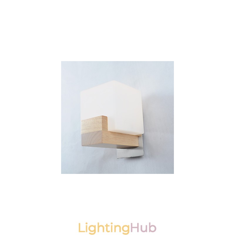Simple Wall Lamp Bedside Desk Lamp With Glass Shade and Solid Wood for Bedroom Dresser Living Room Baby Room College Dorm Coffee Table Bookcas