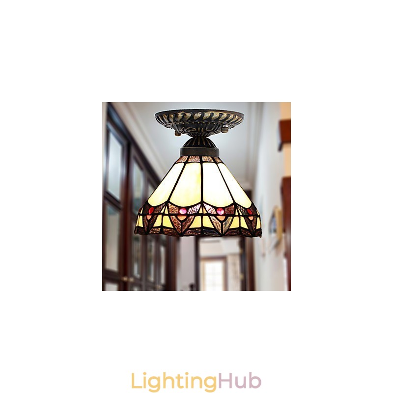 European Rural Creative Arts Stained Glass Absorb Dome Lamp Light