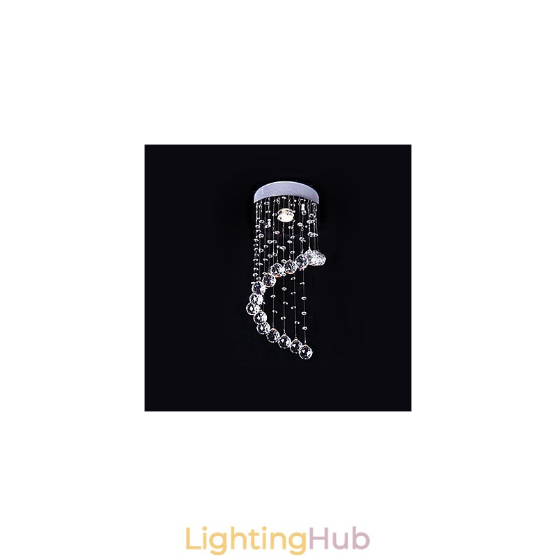 Modern Contemporary Crystal Electroplated Metal Chandelier Flush Mount