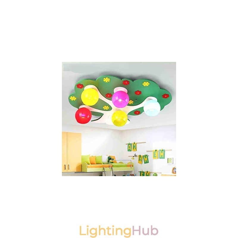 Modern Contemporary Wood Bamboo Flush Mount