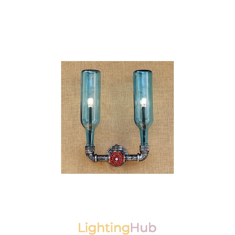 Retro Industrial Wind Switch Water Bottle Wall Lamp Wall Light Blue