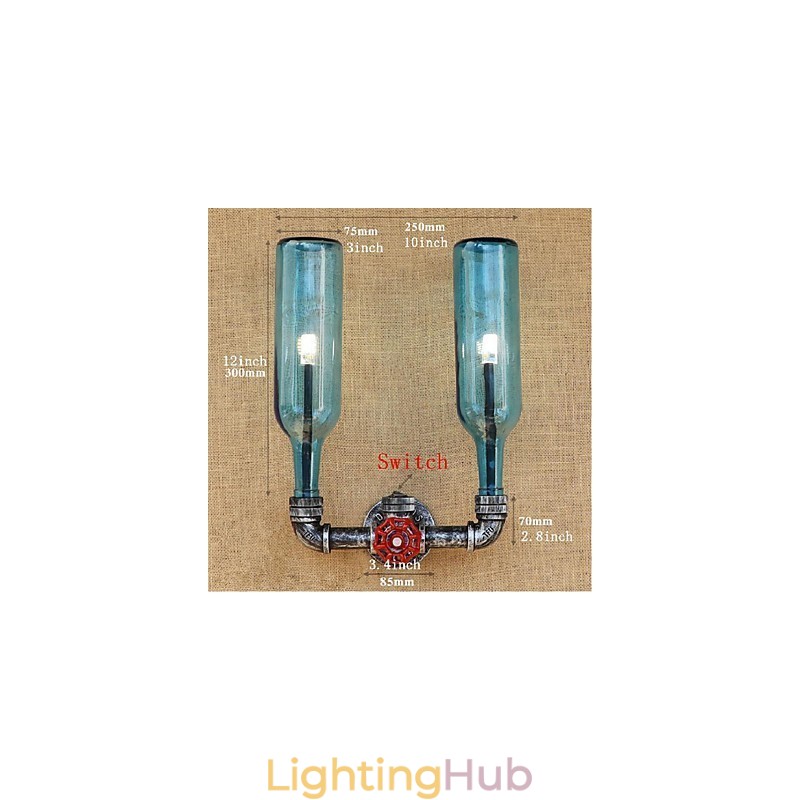 Retro Industrial Wind Switch Water Bottle Wall Lamp Wall Light Blue
