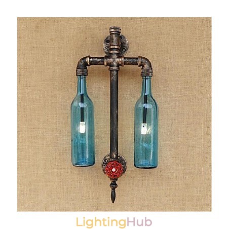 American Themed Restaurant Bar Iron With Switch Water Pipe Wine Bottle Wall Lamp Blue American Themed Restaurant Bar Iron With Switch Water Pipe Wine Bottle Wall Lamp Blue