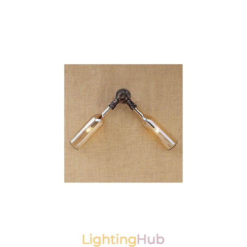 Retro American Village Creative Industry Wind Designer Water Bottle Wall Lamp Wall Light Amber