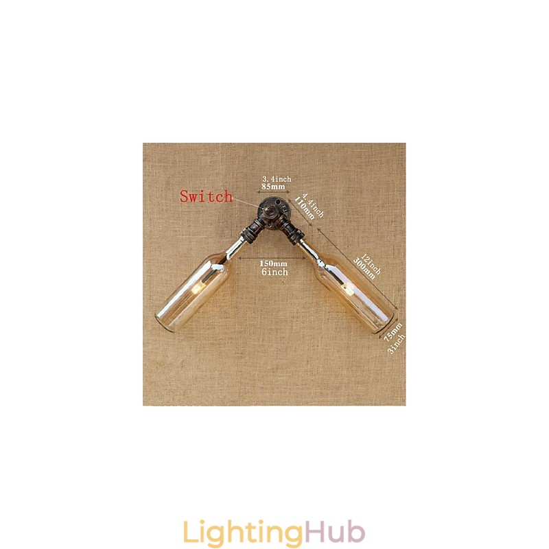 Retro American Village Creative Industry Wind Designer Water Bottle Wall Lamp Wall Light Amber