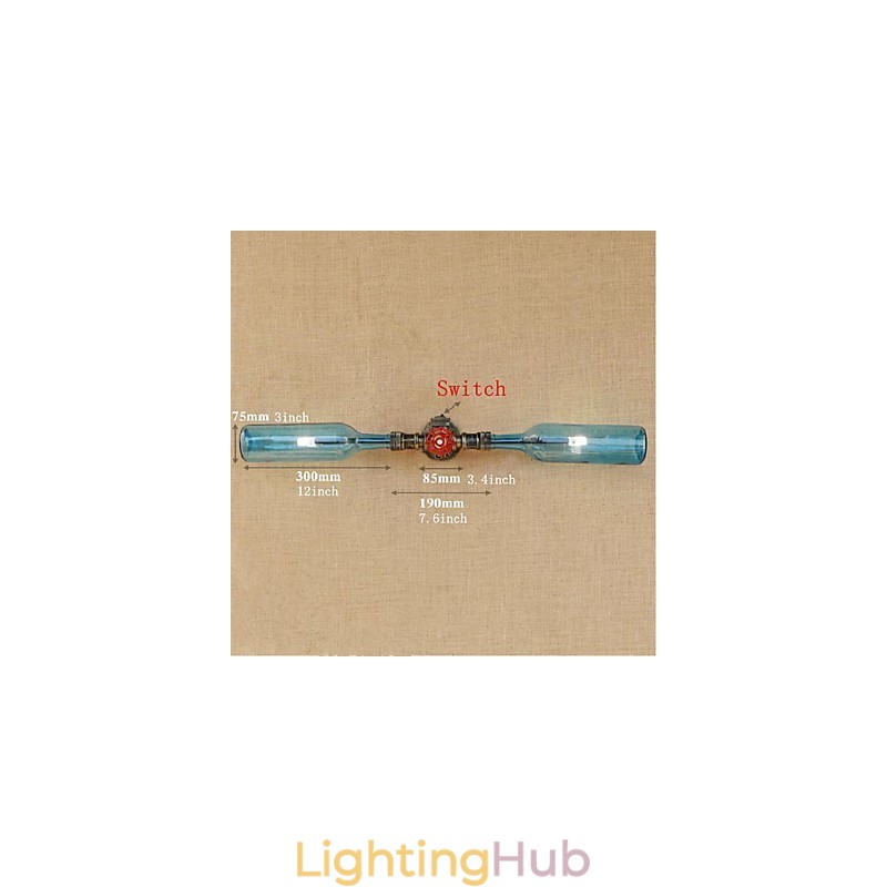 Retro American Village Creative Industry Wind Designer Water Bottle Wall Lamp Wall Light Blue