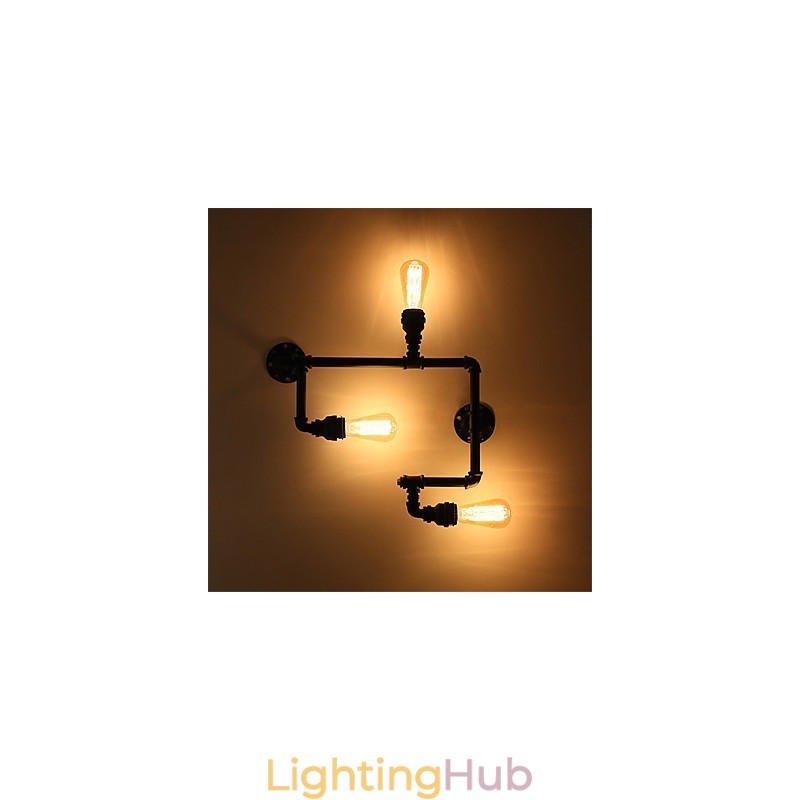 3 Heads Vintage Industrial Pipe Wall Lights Black Creative Lights Restaurant Cafe Bar Decoration lighting