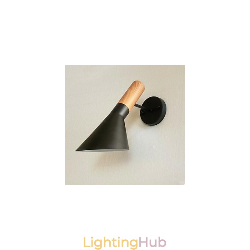 Modern Simple Living Room Bed Wrought Iron Imitation Wood Wall Lamp