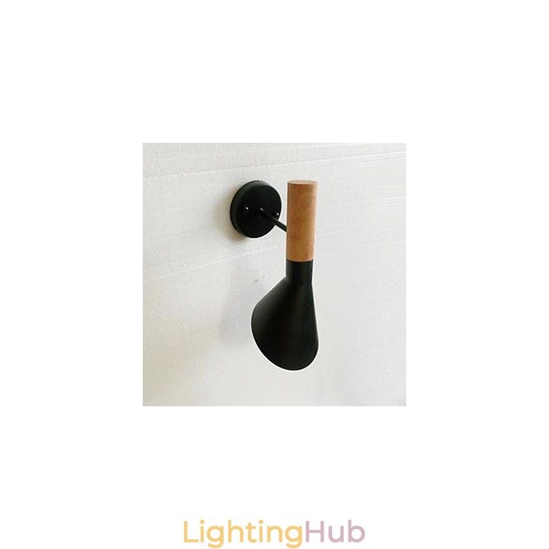 Modern Simple Living Room Bed Wrought Iron Imitation Wood Wall Lamp