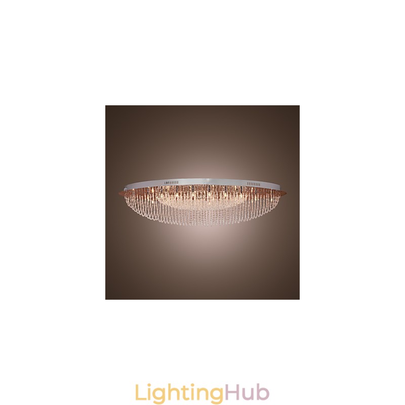 Modern Contemporary Crystal Chrome Metal Flush Mount