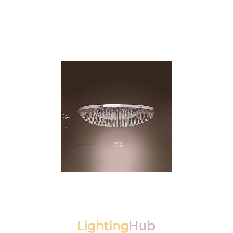 Modern Contemporary Crystal Chrome Metal Flush Mount