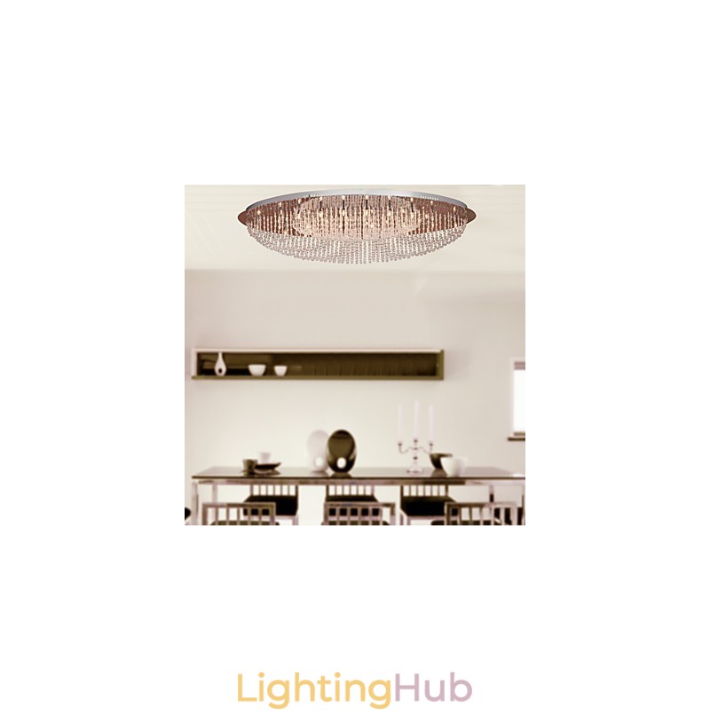 Modern Contemporary Crystal Chrome Metal Flush Mount