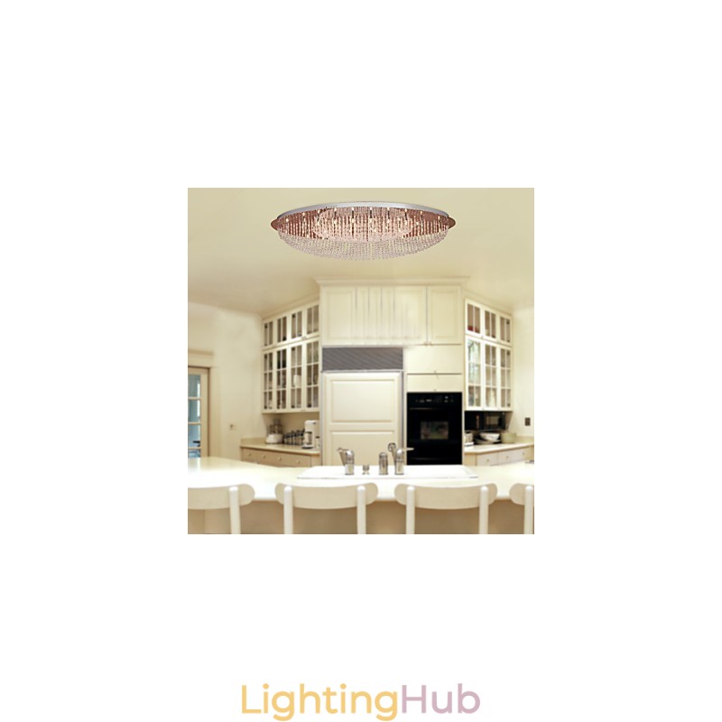 Modern Contemporary Crystal Chrome Metal Flush Mount