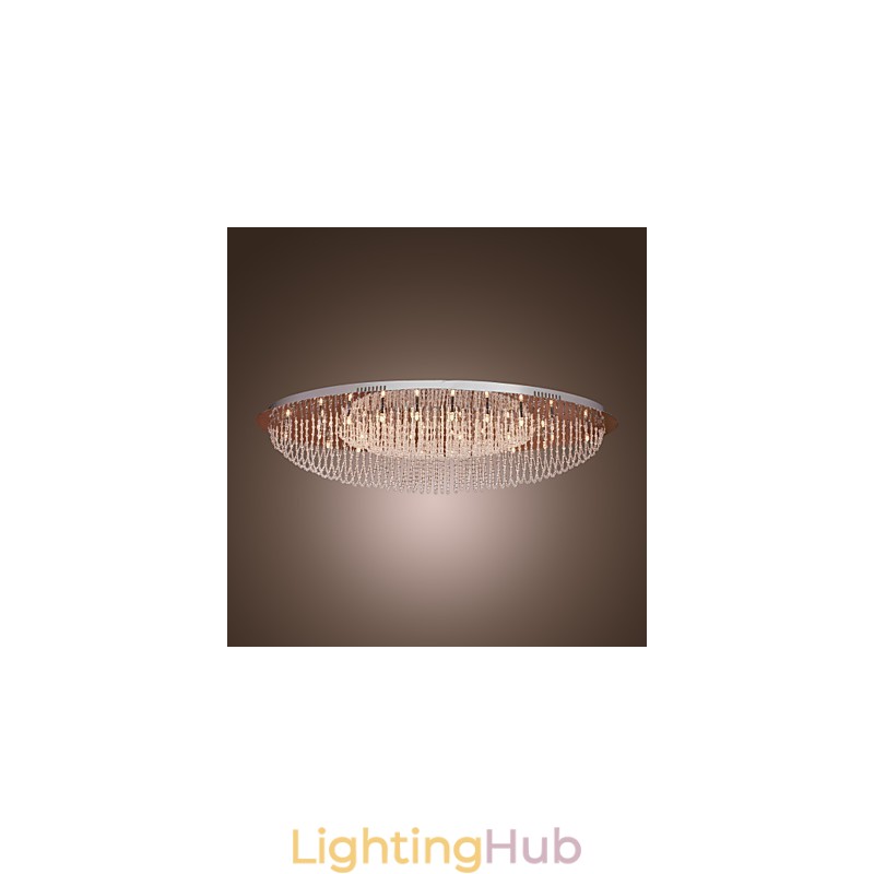 Modern Contemporary Crystal Chrome Metal Flush Mount