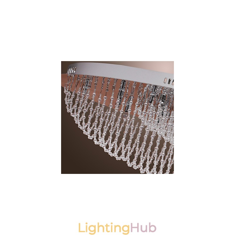 Modern Contemporary Crystal Chrome Metal Flush Mount