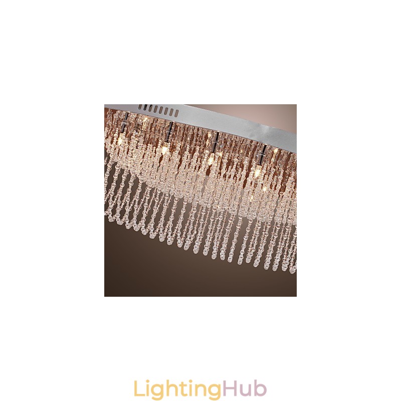 Modern Contemporary Crystal Chrome Metal Flush Mount