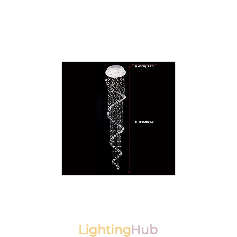 Crystal Pendant Light Chandelier Lighting 5 Lights Silver Canpoy Clear K9 Crystal Helix Ceiling Lamps