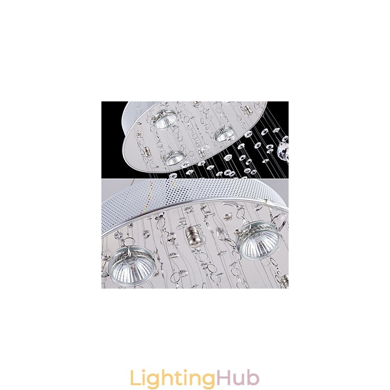 Crystal Pendant Light Chandelier Lighting 5 Lights Silver Canpoy Clear K9 Crystal Helix Ceiling Lamps