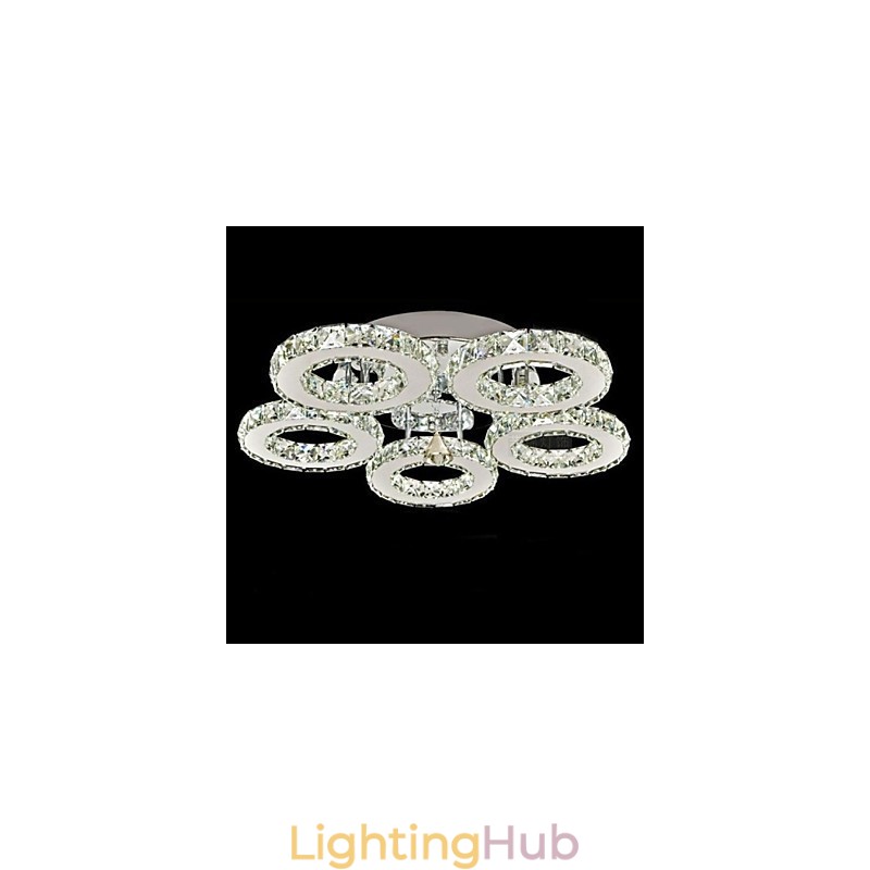 Crystal Flush Mount 5 Lights Modern Transparent Electroplating Stainless Steel