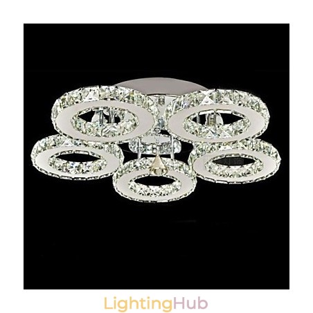 Crystal Flush Mount 5 Lights Modern Transparent Electroplating Stainless Steel Crystal Flush Mount 5 Lights Modern Transparent Electroplating Stainless Steel