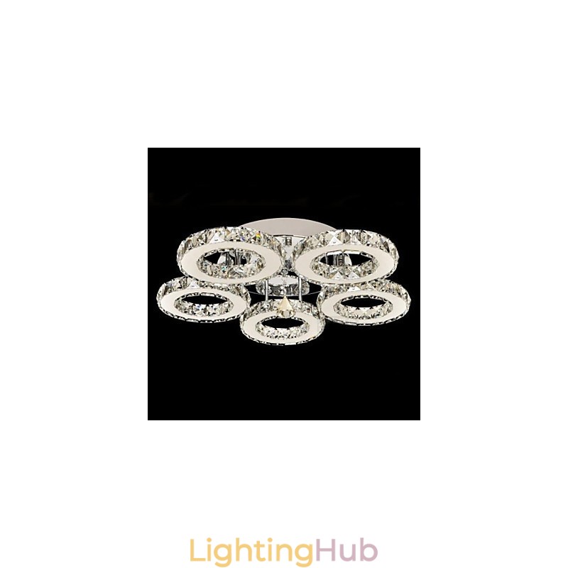Crystal Flush Mount 5 Lights Modern Transparent Electroplating Stainless Steel