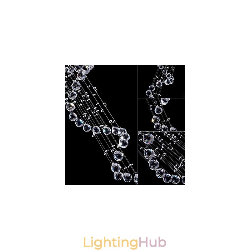 Crystal Pendant Light Chandelier Lighting 5 Lights Silver Canpoy Clear K9 Crystal Helix Ceiling Lamps