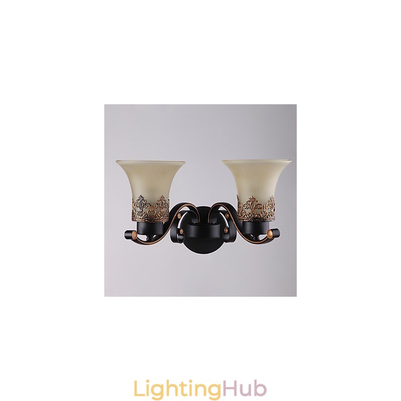 Double Head Amercian Countryside Vintage Metal with Glass Wall Lamp for the Canteen Room Living Room Entry Foyer Decorate Wall Lamp