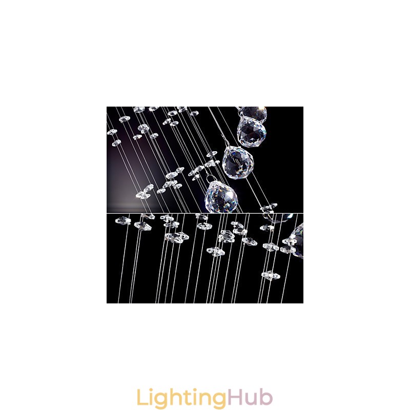 Crystal Pendant Light Chandelier Lighting 5 Lights Silver Canpoy Clear K9 Crystal Helix Ceiling Lamps