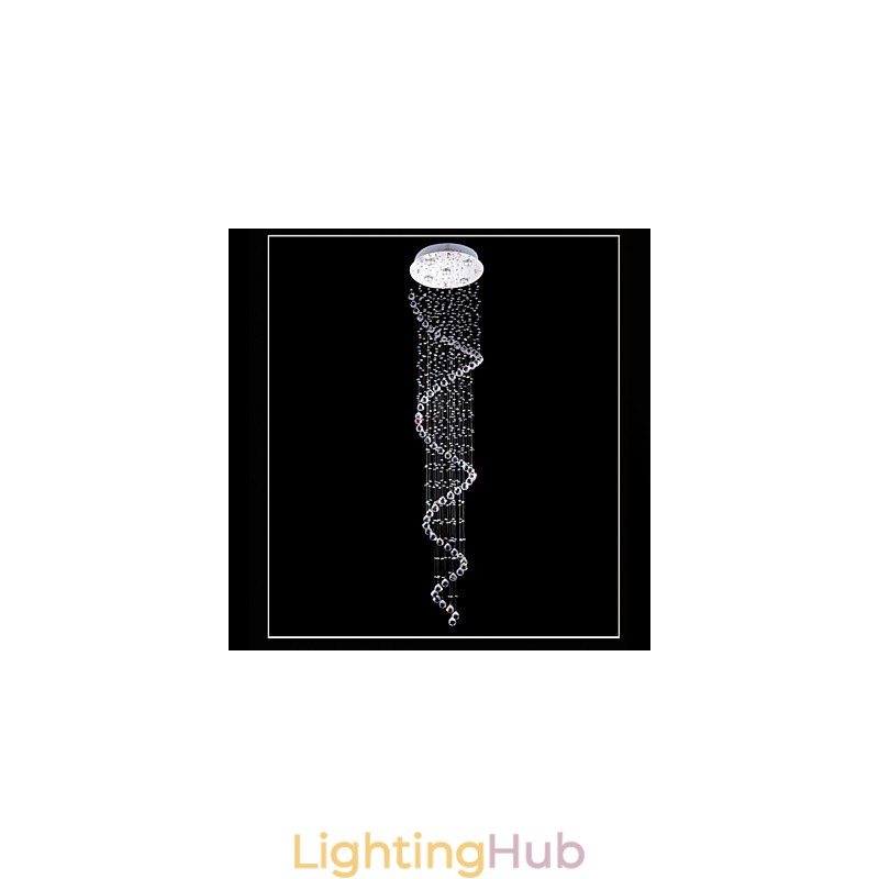 Crystal Pendant Light Chandelier Lighting 5 Lights Silver Canpoy Clear K9 Crystal Helix Ceiling Lamps