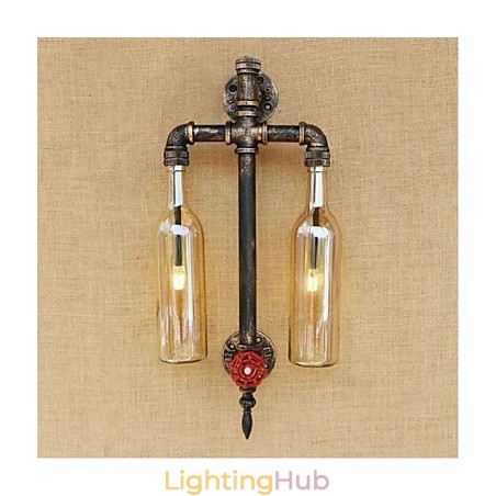 American Themed Restaurant Bar Iron With Switch Water Pipe Wine Bottle Wall Lamp Amber American Themed Restaurant Bar Iron With Switch Water Pipe Wine Bottle Wall Lamp Amber