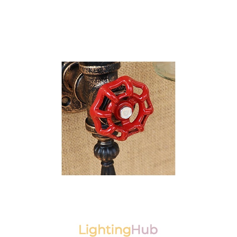 American Themed Restaurant Bar Iron With Switch Water Pipe Wine Bottle Wall Lamp Amber