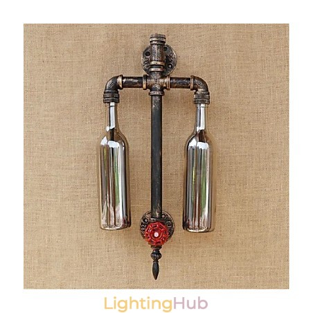 American Themed Restaurant Bar Iron With Switch Water Pipe Wine Bottle Wall Lamp Gray American Themed Restaurant Bar Iron With Switch Water Pipe Wine Bottle Wall Lamp Gray