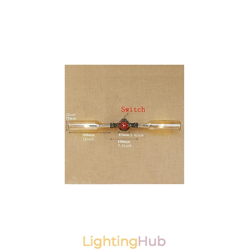 Retro American Village Creative Industry Wind Designer Water Bottle Wall Lamp Wall Light Amber