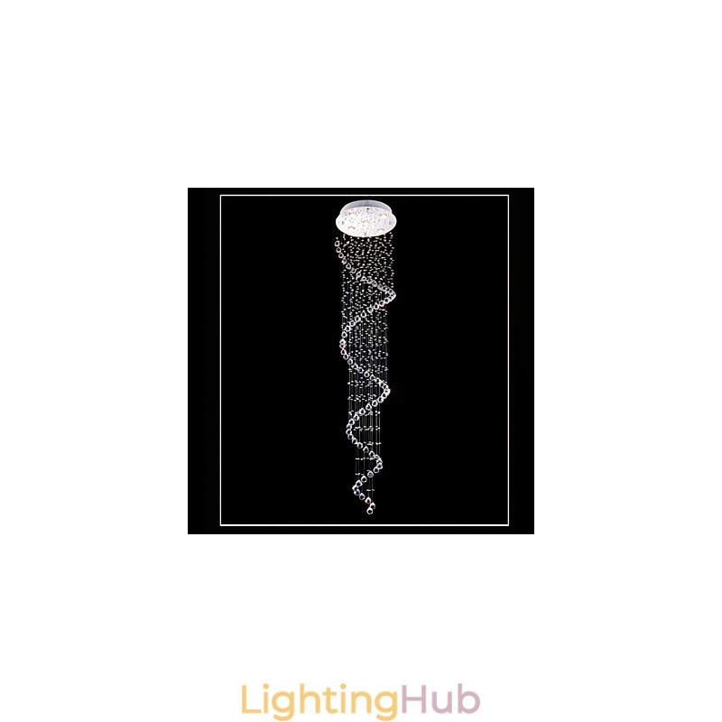 Crystal Pendant Light Chandelier Lighting 5 Lights Silver Canpoy Clear K9 Crystal Helix Ceiling Lamps