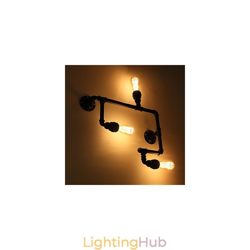 Vintage Industrial Pipe Wall Lights Black Creative Lights Restaurant Cafe Bar Decoration lighting With 3 Light Painted Finish