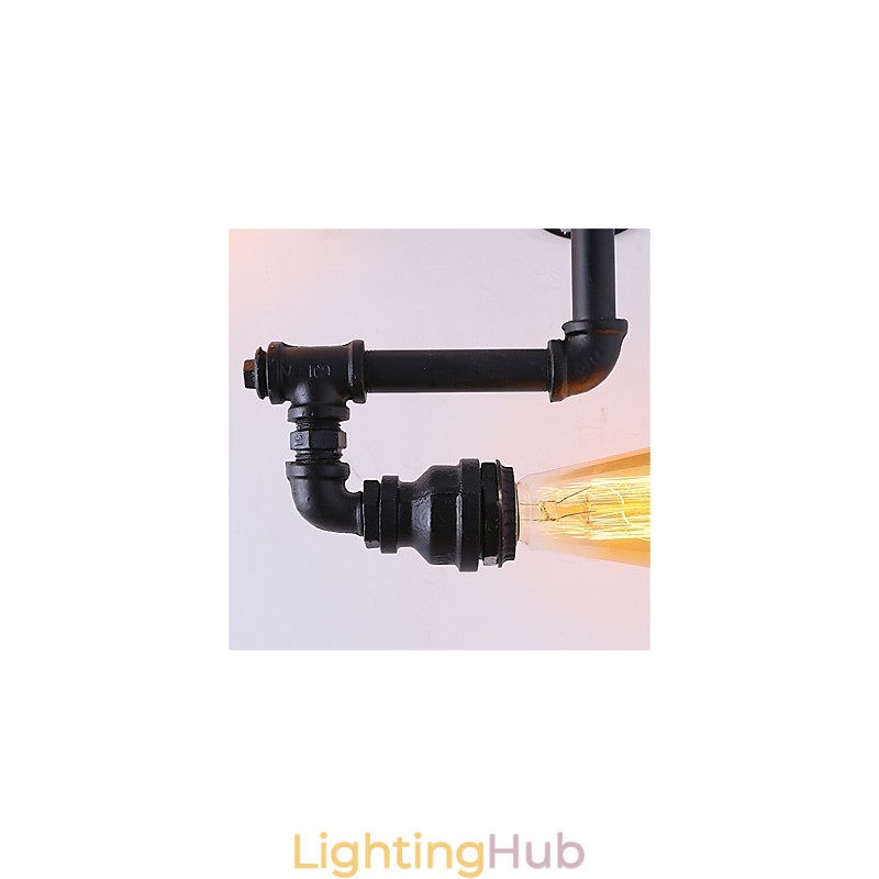 Vintage Industrial Pipe Wall Lights Black Creative Lights Restaurant Cafe Bar Decoration lighting With 3 Light Painted Finish