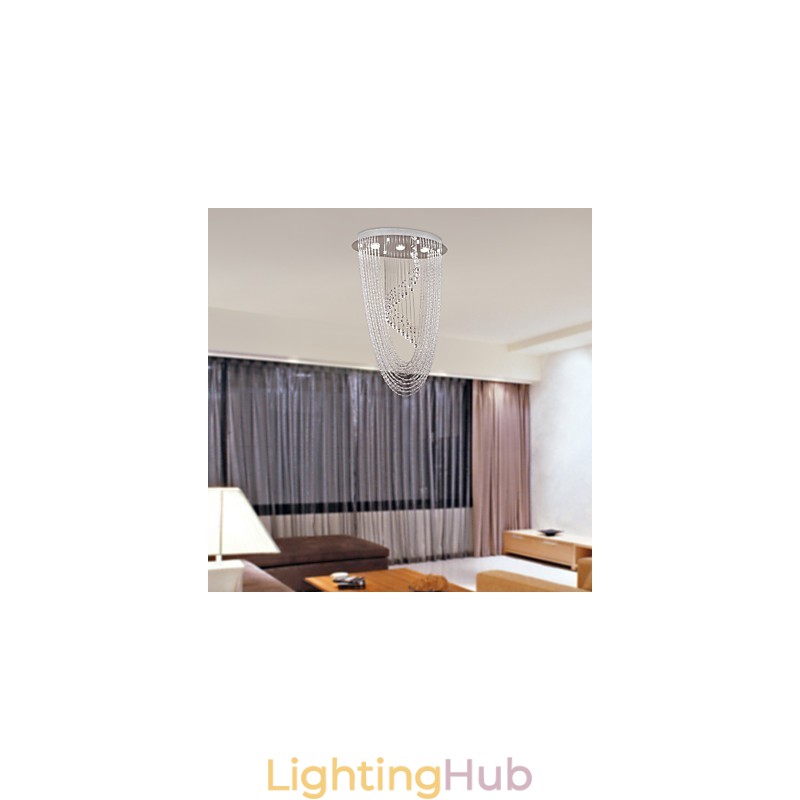 Modern Contemporary Crystal Chrome Chandelier Flush Mount
