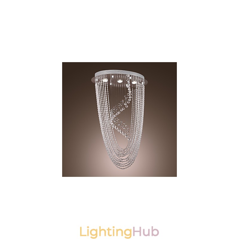 Modern Contemporary Crystal Chrome Chandelier Flush Mount