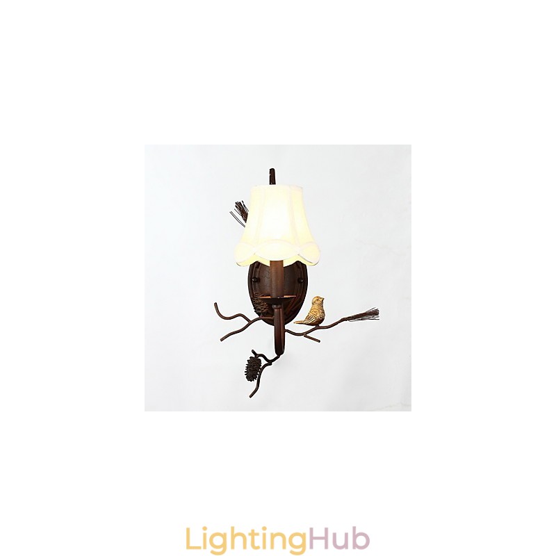 North Amercian Vintage Metal with Resin Bird and Pine Cone Wall Lamp Fit for the Living Room Dining Room Wall Light